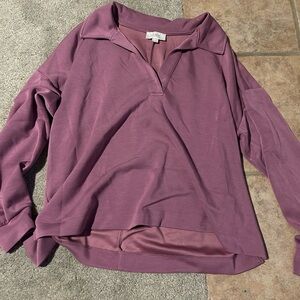 LOFT Mauve Pullover Polo Sweatshirt - Women